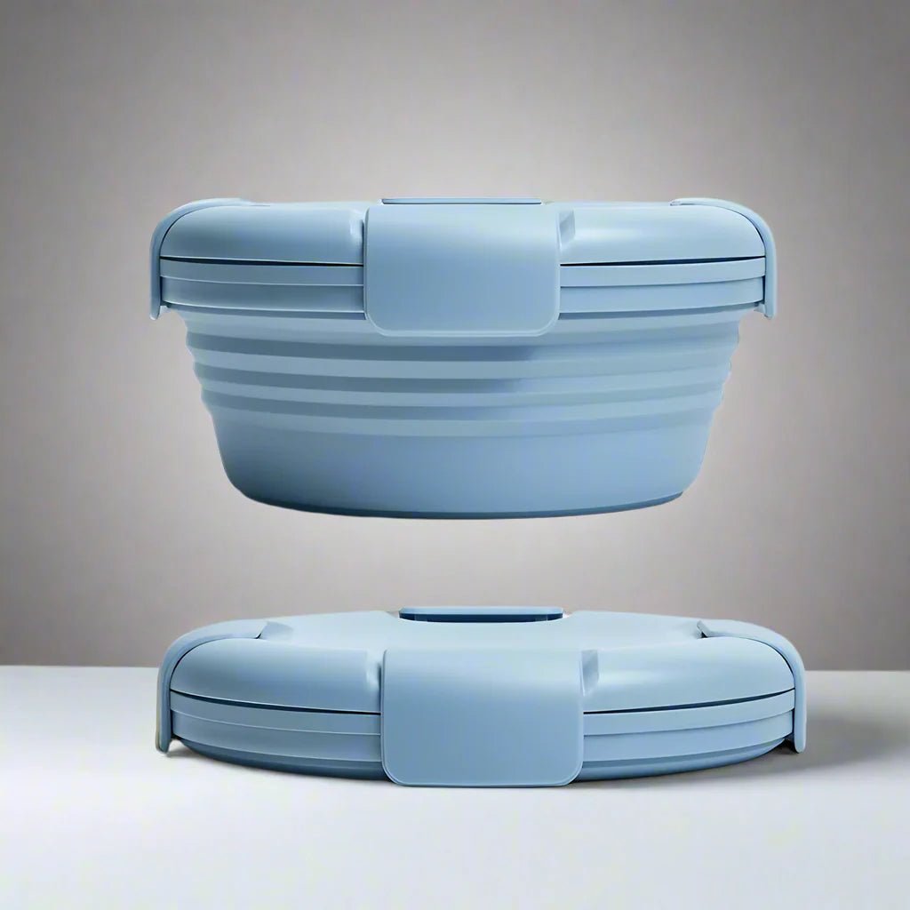 Boite de Conservation Alimentaire - SiliconeFoldingBox™ - Bleu Nordique - NAUMADE